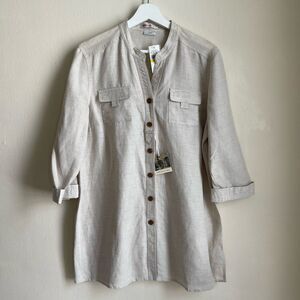 NWT Van Heusen Studio Cream Linen Shirt size L